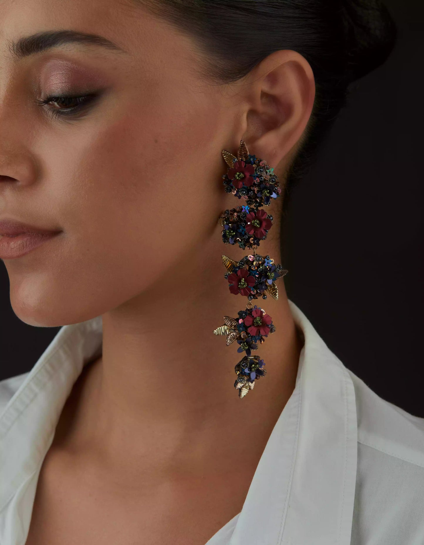 QUARTZ CASCADE EARRINGS - RED