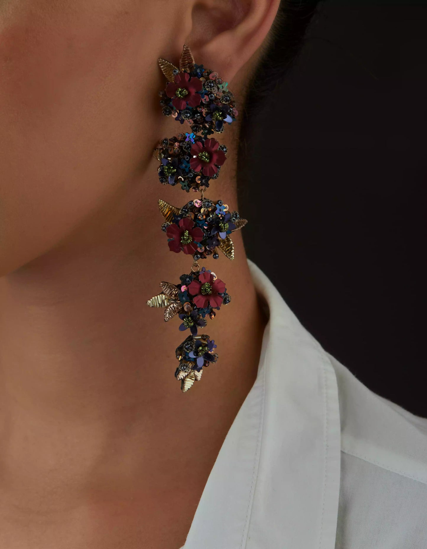 QUARTZ CASCADE EARRINGS - RED
