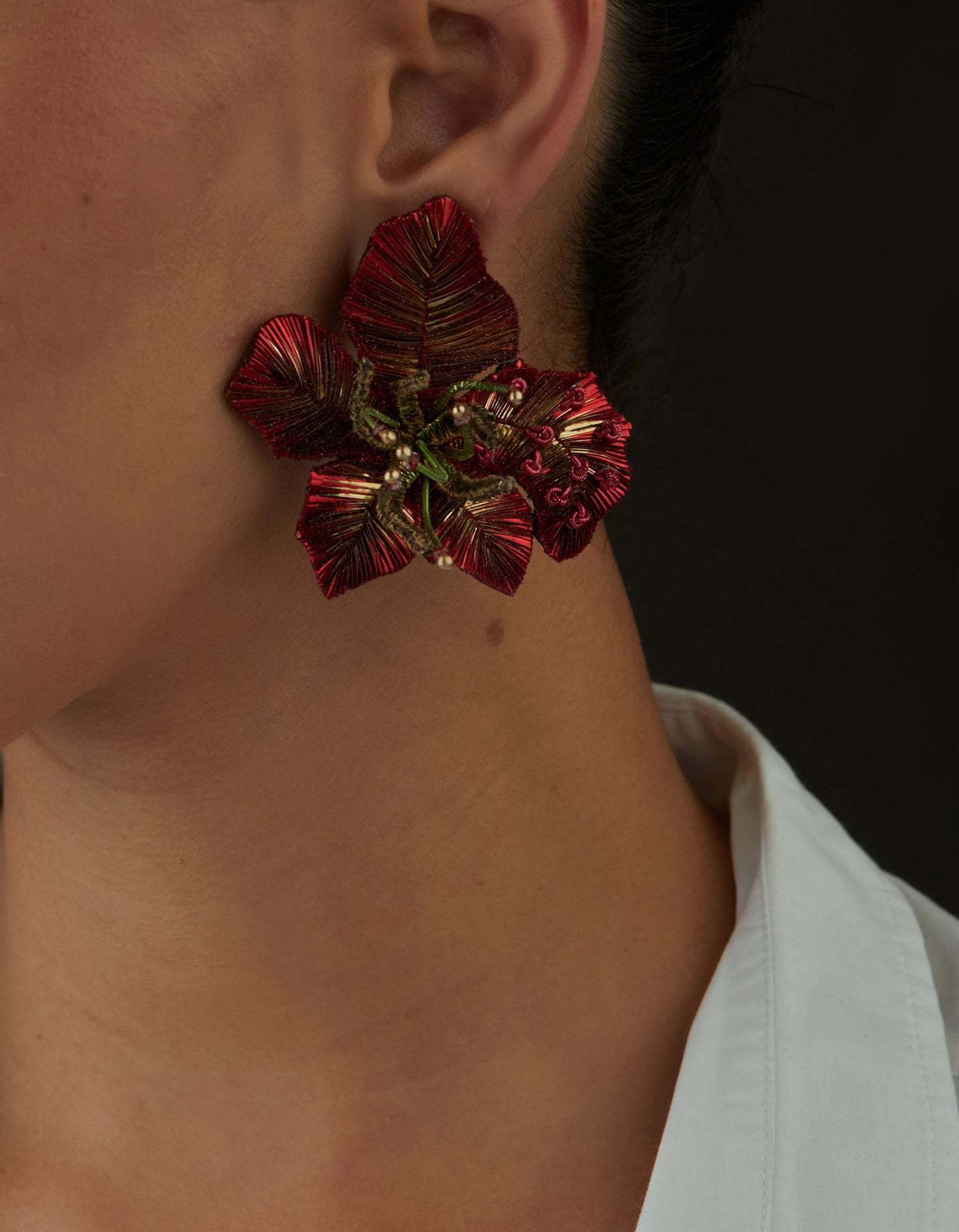 GULMOHAR GRAND EARRINGS - RED